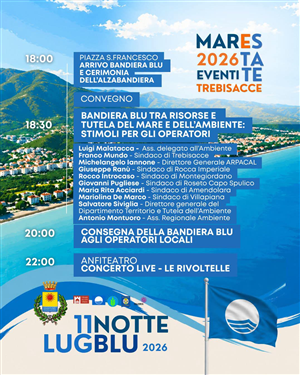  XXIII Bandiera Blu: sabato 11 luglio Trebisacce celebra il riconoscimento con la Notte Blu 2026