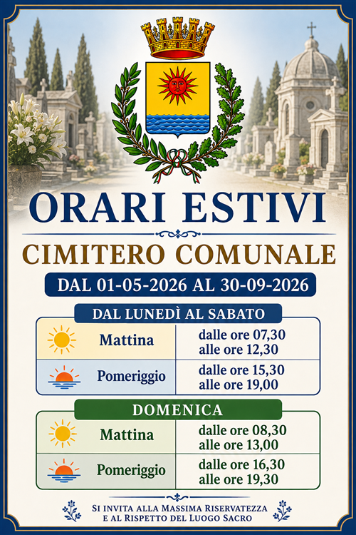 Orario Estivo di Apertura e Chiusura Cimitero Comunale