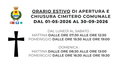 Orario Estivo di Apertura e Chiusura Cimitero Comunale