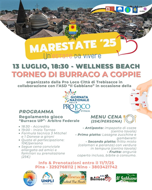 Giornata nazionale delle Pro Loco -  Pro Loco - Città di Trebisacce - Torneo di Burraco a coppie