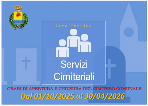 Avviso Orario di Apertura e Chiusura del Cimitero Comunale - Autunno Inverno